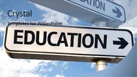  Presentation with direction - Presentation design featuring guidepost - education direction sign on sky background and a teal colored foreground