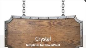  Presentation with chain - Cool new PPT layouts with guidepost - wood sign hanging on metal backdrop and a coral colored foreground