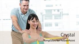  Presentation with pregnant woman - Cool new slide deck with guiding pregnant woman with exercise backdrop and a  colored foreground