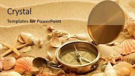  Presentation with sea shells - Presentation enhanced with guiding star - sea shells and old compass background and a yellow colored foreground