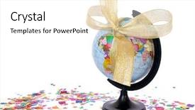  Presentation with world - Cool new presentation design with guiding star - world as a gift concept backdrop and a white colored foreground