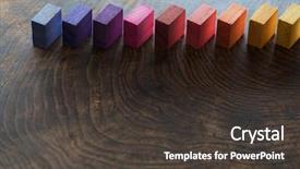  Presentation with colour blocking building blocks - Beautiful PPT theme featuring colored wooden blocks diagonally aligned backdrop and a dark gray colored foreground
