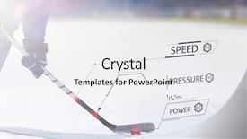  Presentation with ice hockey - PPT theme featuring ice hockey player in action background and a white colored foreground