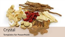  Presentation with traditional medicine medicine - Presentation theme consisting of malaysia bak kut teh ingredients background and a gold colored foreground