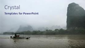  Presentation with boat river - Audience pleasing slide deck consisting of guilin-china-may-22 backdrop and a sky blue colored foreground