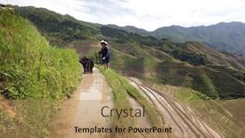  Presentation with rice field - Presentation theme having guilin-china-may-23 background and a coral colored foreground