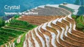 Presentation with rice terraces - Beautiful slide set featuring guilin-china-rice-terraces backdrop and a teal colored foreground