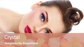  Presentation with colorful - Presentation enhanced with guilty - portrait of young beautiful woman background and a coral colored foreground