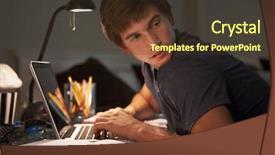  Presentation with teenage brain - Colorful PPT layouts enhanced with guilty looking teenage boy studying backdrop and a tawny brown colored foreground