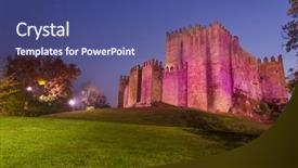  Presentation with sunset - Cool new PPT theme with guimaraes castle at sunset north backdrop and a  colored foreground