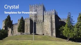  Presentation with sky blue - Slides consisting of guimaraes castle in the north background and a  colored foreground