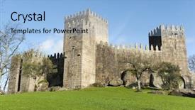  Presentation with romania history hunyad castle - Presentation theme enhanced with guimaraes castle northern of portugal background and a  colored foreground