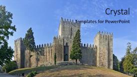  Presentation with first nation - Colorful presentation enhanced with guimaraes castle the most famous castle in portugal as it was the birth place of the first portuguese king and the portuguese nation unesco world heritage site backdrop and a light blue colored foreground