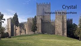  Presentation with first nation - Amazing presentation having guimaraes castle the most famous castle in portugal as it was the birth place of the first portuguese king and the portuguese nation unesco world heritage site backdrop and a teal colored foreground