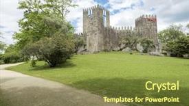  Presentation with flag and cross - Amazing PPT theme having guimaraes castle with the flag backdrop and a  colored foreground