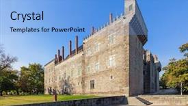  Presentation with museum - Amazing slide set having guimaraes portugal braganza dukes palace backdrop and a light blue colored foreground