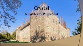  Presentation with museum - Presentation design consisting of guimaraes portugal braganza dukes palace background and a teal colored foreground