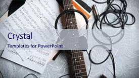  Presentation with electric guitar - Beautiful theme featuring guitar and headphones with music backdrop and a lemonade colored foreground