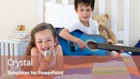  Presentation with business guitar - Colorful slides enhanced with guitar and his sister singing backdrop and a coral colored foreground