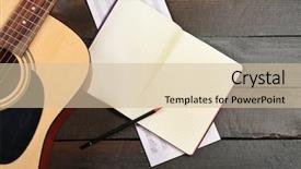  Presentation with music sheets - Presentation theme with guitar-and-music-sheets background and a soft green colored foreground