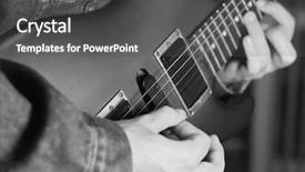  Presentation with guitar - Cool new PPT theme with guitar-hands backdrop and a dark gray colored foreground