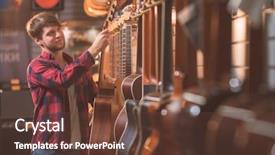  Presentation with guitar - Theme featuring guitar in a music store background and a tawny brown colored foreground