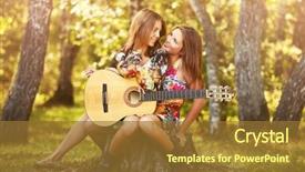  Presentation with fashion - Beautiful presentation theme featuring guitar in summer forest stylish backdrop and a tawny brown colored foreground