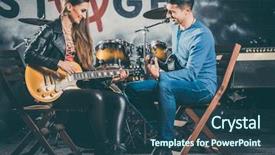  Presentation with teach - Audience pleasing PPT theme consisting of guitar lessons with music teach backdrop and a  colored foreground