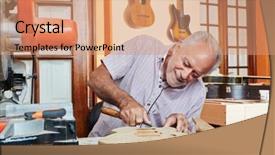  Presentation with guitar - Presentation design consisting of guitar maker working on new background and a  colored foreground