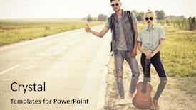  Presentation with romantic - Audience pleasing slides consisting of people standing on a highway backdrop and a lemonade colored foreground