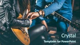  Presentation with helping hands - Cool new presentation theme with guitar music teacher helping his backdrop and a ocean colored foreground