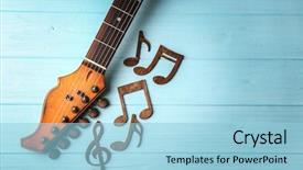  Presentation with music - Slides featuring guitar neck and music notes background and a light blue colored foreground