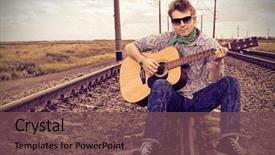  Presentation with railroad - Cool new slide set with guitar on a railroad backdrop and a  colored foreground