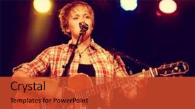  Presentation with vintage retro - PPT layouts featuring guitar on a stage background and a red colored foreground