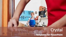  Presentation with audiotape production - Presentation theme featuring repair at luthier's workshop background and a red colored foreground