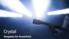  Presentation with orchestra silhouette music outside - Theme with guitar rock roll - guitarist silhouette background and a ocean colored foreground