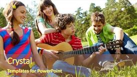  Presentation with business guitar - Theme with guitar surrounded by his friend background and a tawny brown colored foreground