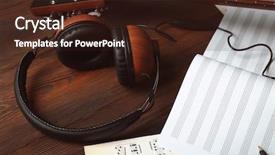  Presentation with music sheets - Theme enhanced with guitar with earphones and music background and a wine colored foreground