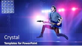  Presentation with concert - Theme consisting of guitarist-at-concert-mixed-media background and a royal blue colored foreground