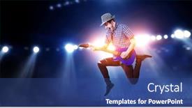  Presentation with concert - Colorful theme enhanced with guitarist-at-concert-mixed-media backdrop and a ocean colored foreground