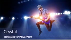  Presentation with concert - Amazing presentation design having guitarist-at-concert-mixed-media backdrop and a ocean colored foreground