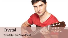  Presentation with classical guitar - Cool new presentation design with guitarist man plays backdrop and a  colored foreground