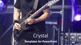  Presentation with entertainment - PPT theme enhanced with guitarist on stage night entertainment background and a navy blue colored foreground