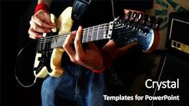  Presentation with electric guitar - PPT theme featuring guitarist play rock guitar white background and a black colored foreground