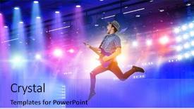  Presentation with concert - Theme with guitarists - guitarist at concert mixed media background and a light blue colored foreground