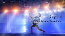  Presentation with concert - Amazing PPT theme having guitarists - guitarist at concert mixed media backdrop and a light blue colored foreground
