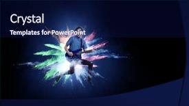  Presentation with concert - PPT theme consisting of guitarists - guitarist at concert mixed media background and a navy blue colored foreground