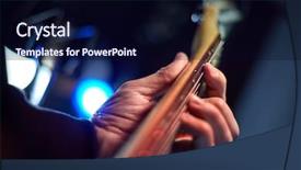  Presentation with electric guitar - Beautiful PPT layouts featuring guitarists - guitarist hand closeup playing backdrop and a wine colored foreground
