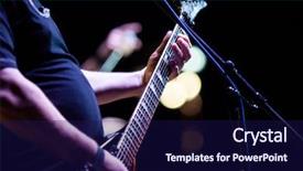  Presentation with stage - Presentation theme consisting of guitarists - guitarist on stage during concert background and a navy blue colored foreground