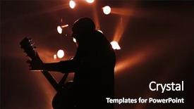  Presentation with concert - Cool new PPT theme with guitarists - guitarist plays on rock concert backdrop and a wine colored foreground